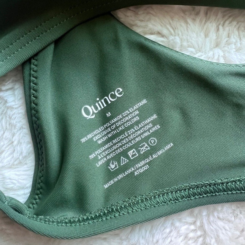 Quince Women's Recycled Polyamide V-Neck Bikini Top Dark Green ATG001 Medium NWT - Picture 7 of 8